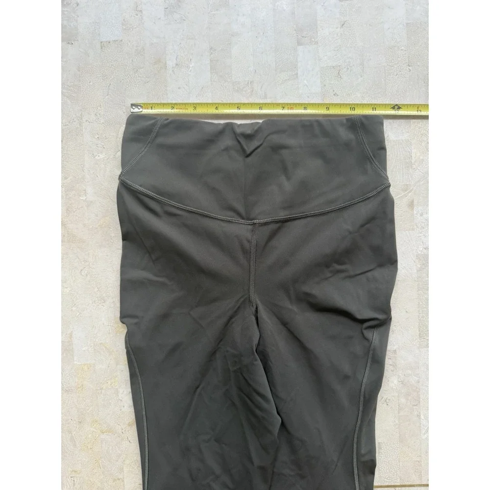 Lululemon High-Rise‎ Tight Olive Green Leggings Size 6 Raw Hem Yoga Full Length